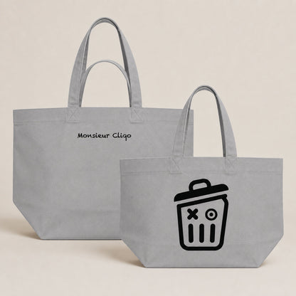 The Carryall Shopping Bag van Monsieur Cliqo in kleur grijs, voorkant en achterkant
