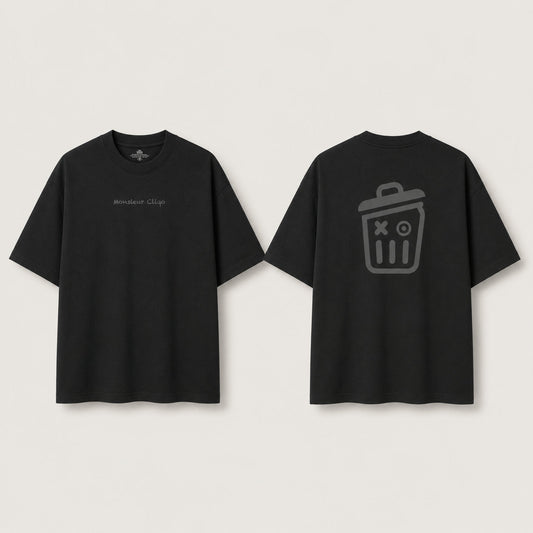 The Oversized Tee t-shirt van Monsieur Cliqo in kleur zwart, Ingezette mouwen met verlaagde schoudernaden, voorkant en achterkant