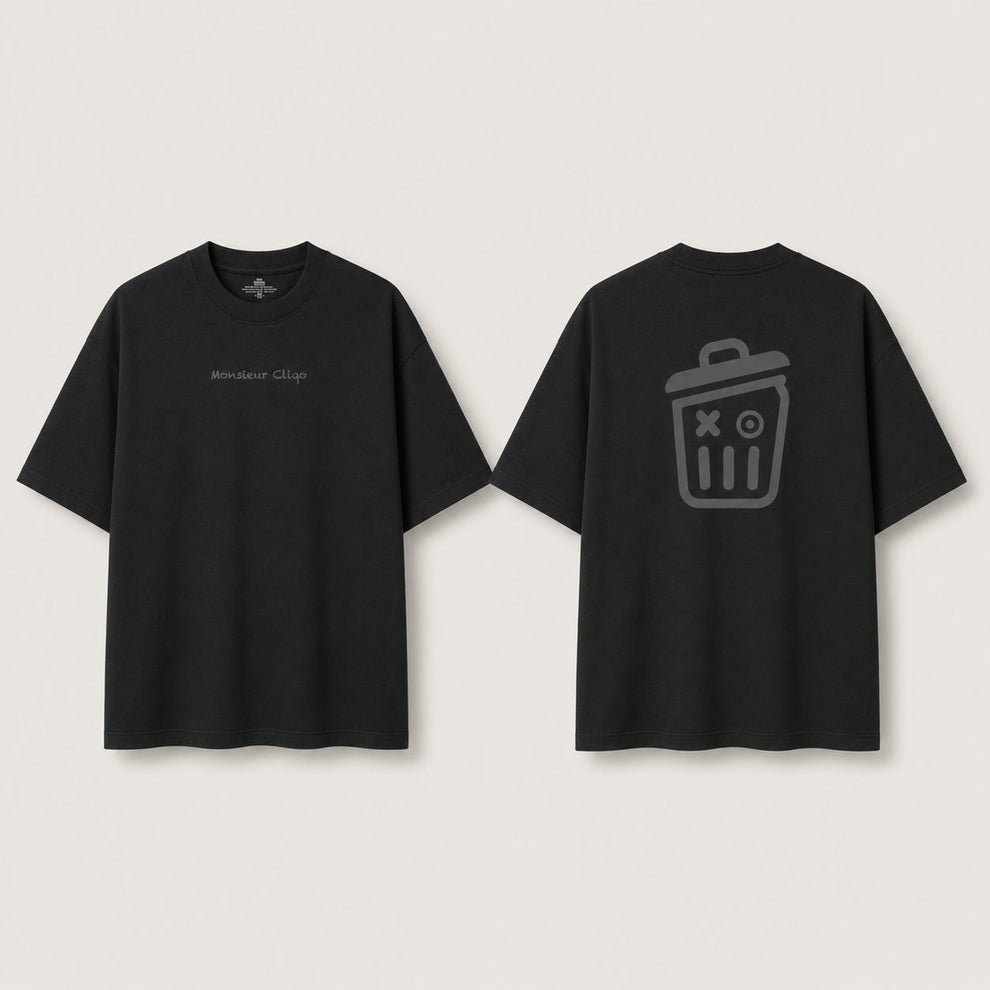 The Oversized Tee t-shirt van Monsieur Cliqo in kleur zwart, Ingezette mouwen met verlaagde schoudernaden, voorkant en achterkant