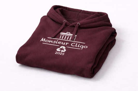 Rode duurzame hoodie van Monsieur Cliqo