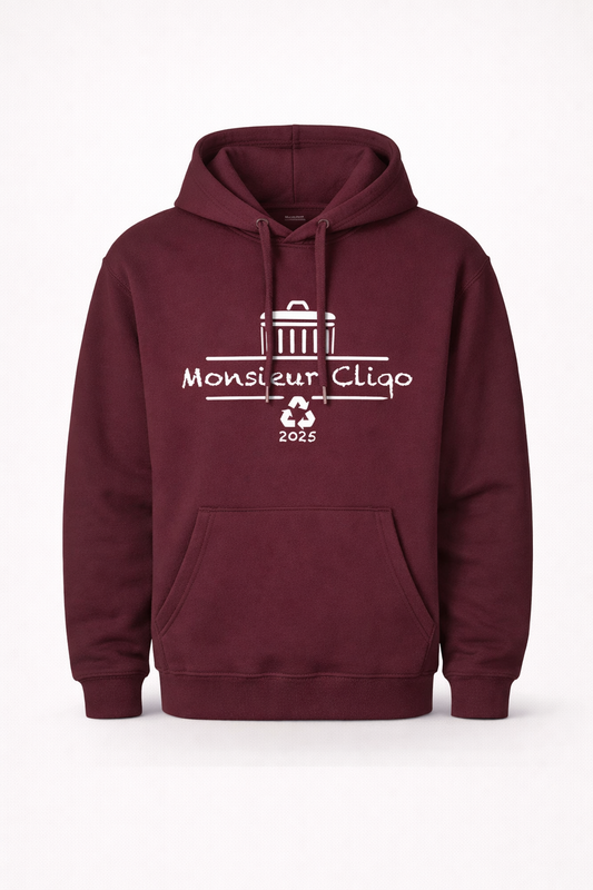 Rode duurzame hoodie van Monsieur Cliqo