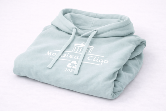 Lichtblauwe duurzame hoodie van Monsieur Cliqo