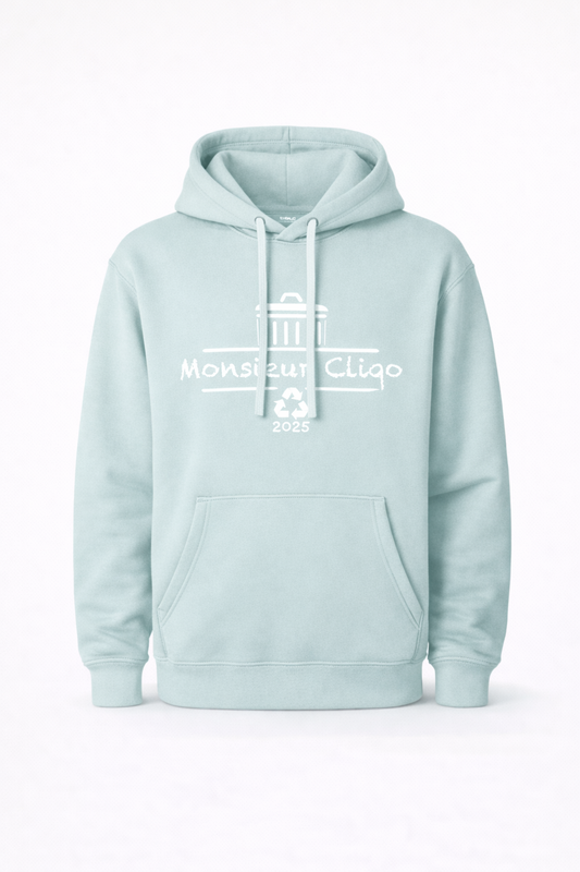 Lichtblauwe duurzame hoodie van Monsieur Cliqo
